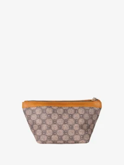 Laura Biagiotti Beauty case donna mini in ecopelle con logo - marrone