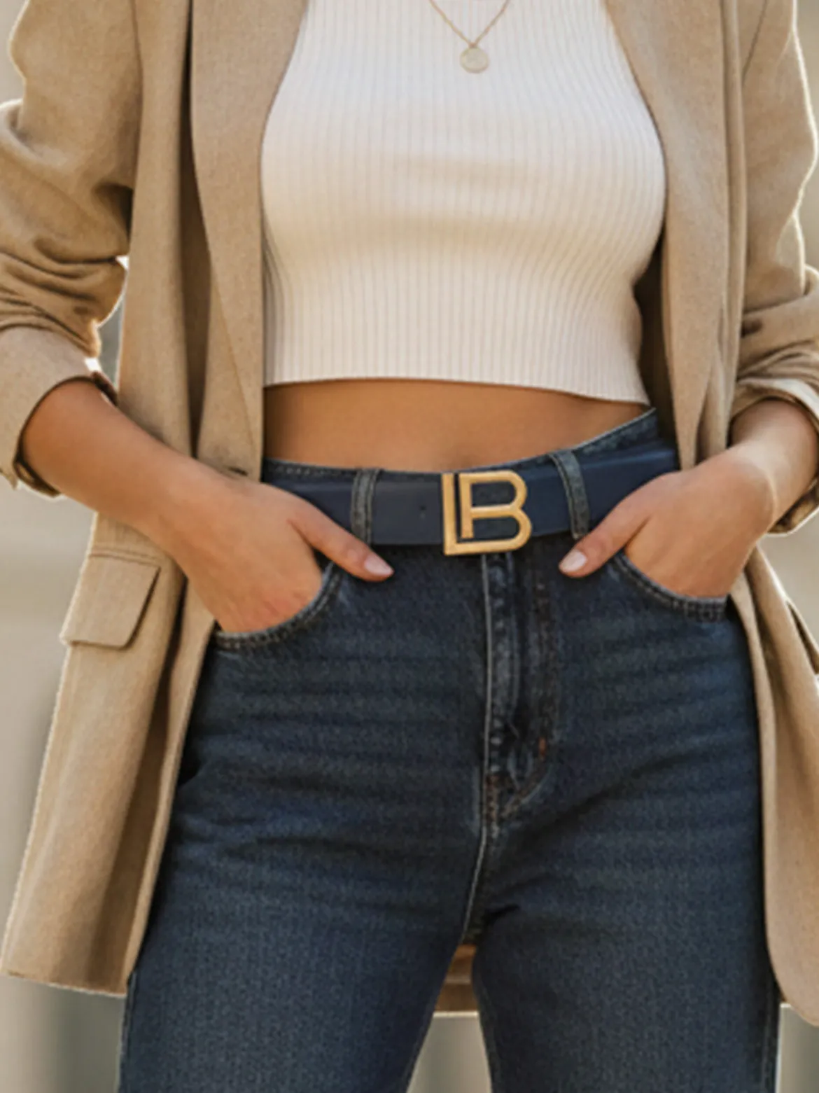 Laura Biagiotti Cintura da donna in pelle rivestita con logo - blu