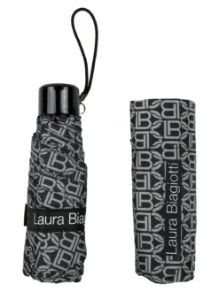 Laura Biagiotti Ombrello mini pieghevole con logo - nero