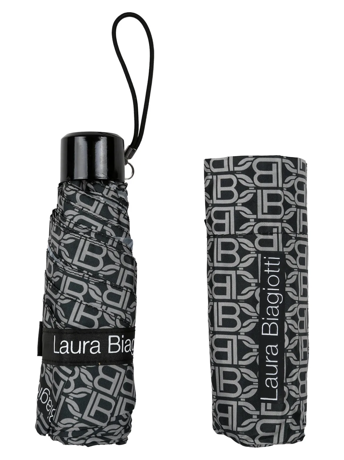 Laura Biagiotti Ombrello mini pieghevole con logo - nero