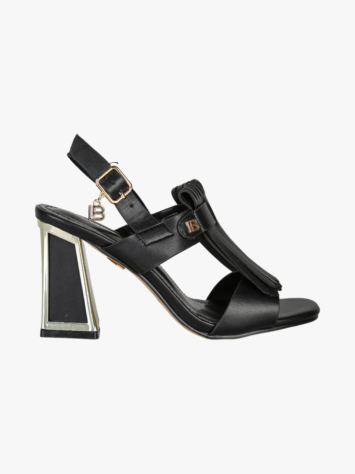 Laura Biagiotti Sandali donna con nappine e tacco a trapezio - nero