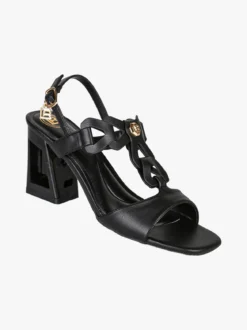 Laura Biagiotti Sandali donna con tacco largo e cinturino con fibbia - nero