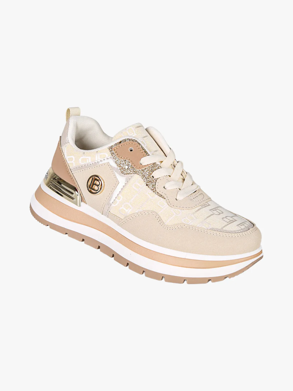 Laura Biagiotti Sneakers da donna con paltform e glitter - beige