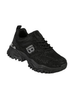 Laura Biagiotti Sneakers donna con strass e suola alta - nero