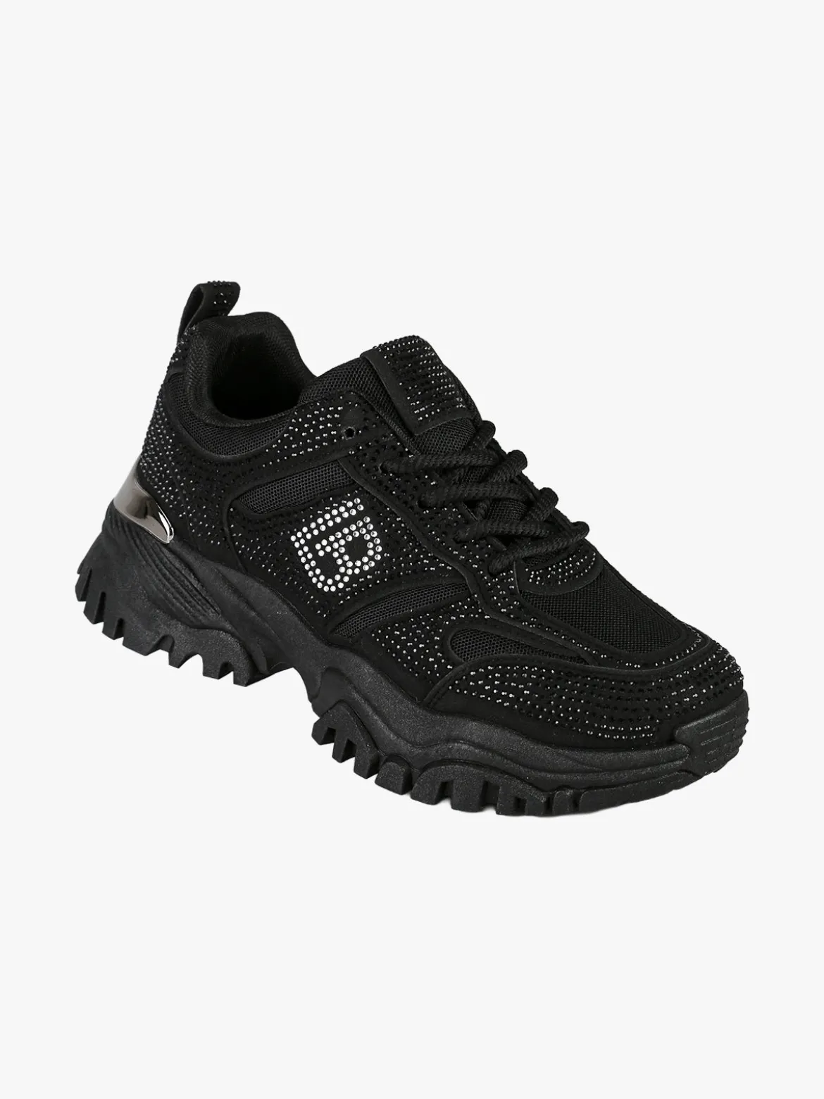 Laura Biagiotti Sneakers donna con strass e suola alta - nero