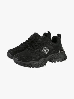 Laura Biagiotti Sneakers donna con strass e suola alta - nero