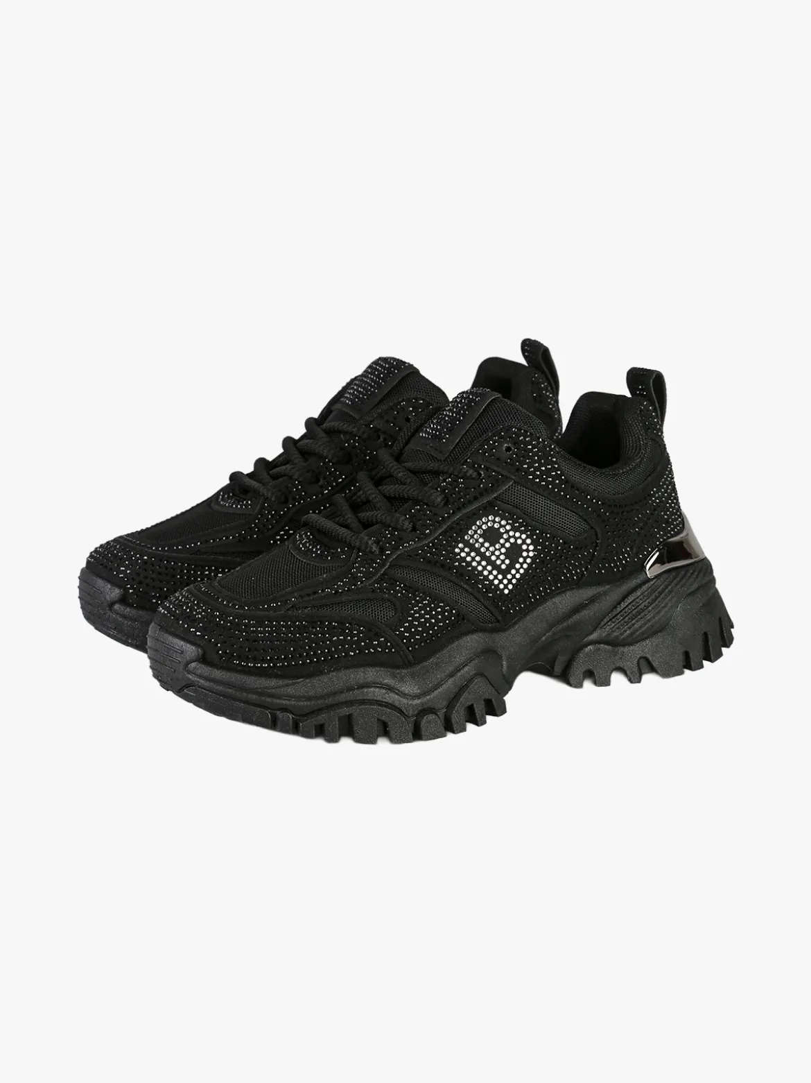 Laura Biagiotti Sneakers donna con strass e suola alta - nero