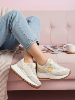 Laura Biagiotti Sneakers donna stringate con platform - beige