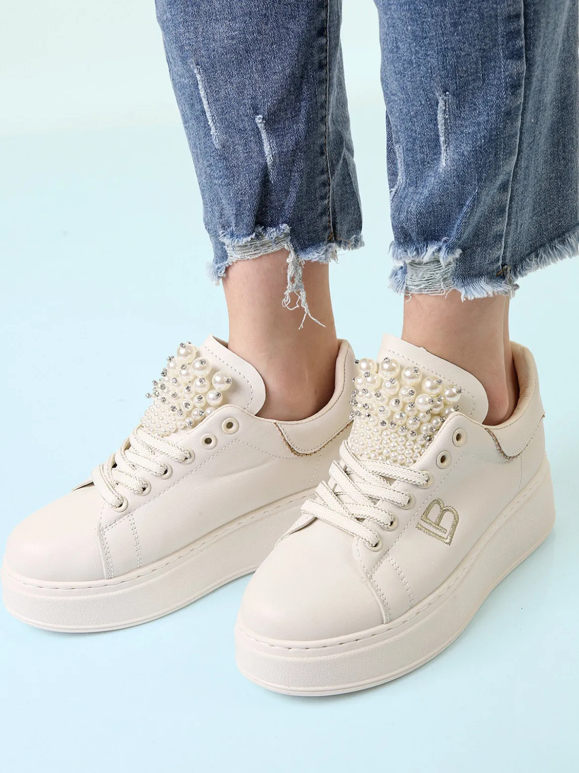 Laura Biagiotti Sneakers gioiello da donna con platform - beige
