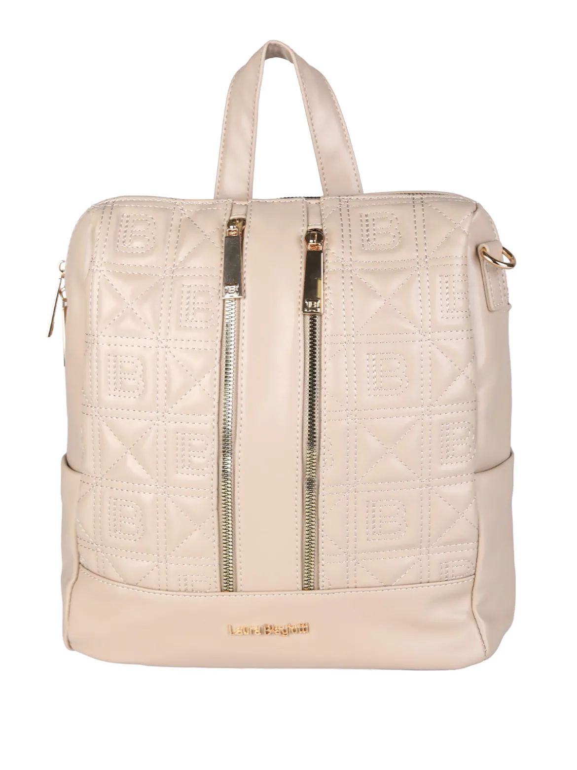 Laura Biagiotti Zaino donna in ecopelle con monogramma - naturale