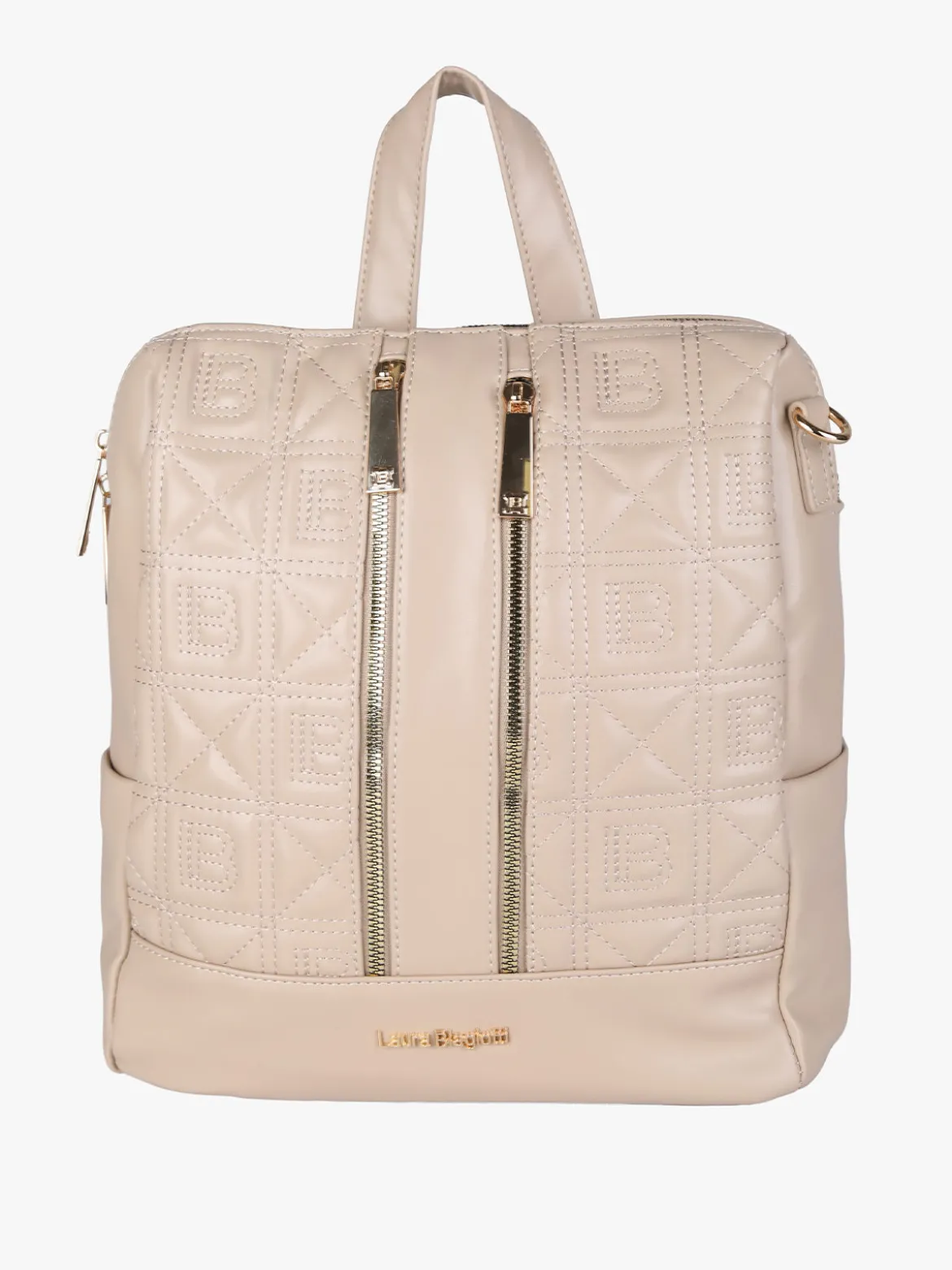 Laura Biagiotti Zaino donna in ecopelle con monogramma - naturale