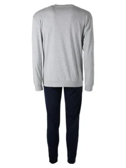 Legea Pigiama lungo da uomo in misto cotone interlock - grigio
