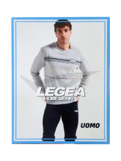 Legea Pigiama lungo da uomo in misto cotone interlock - grigio