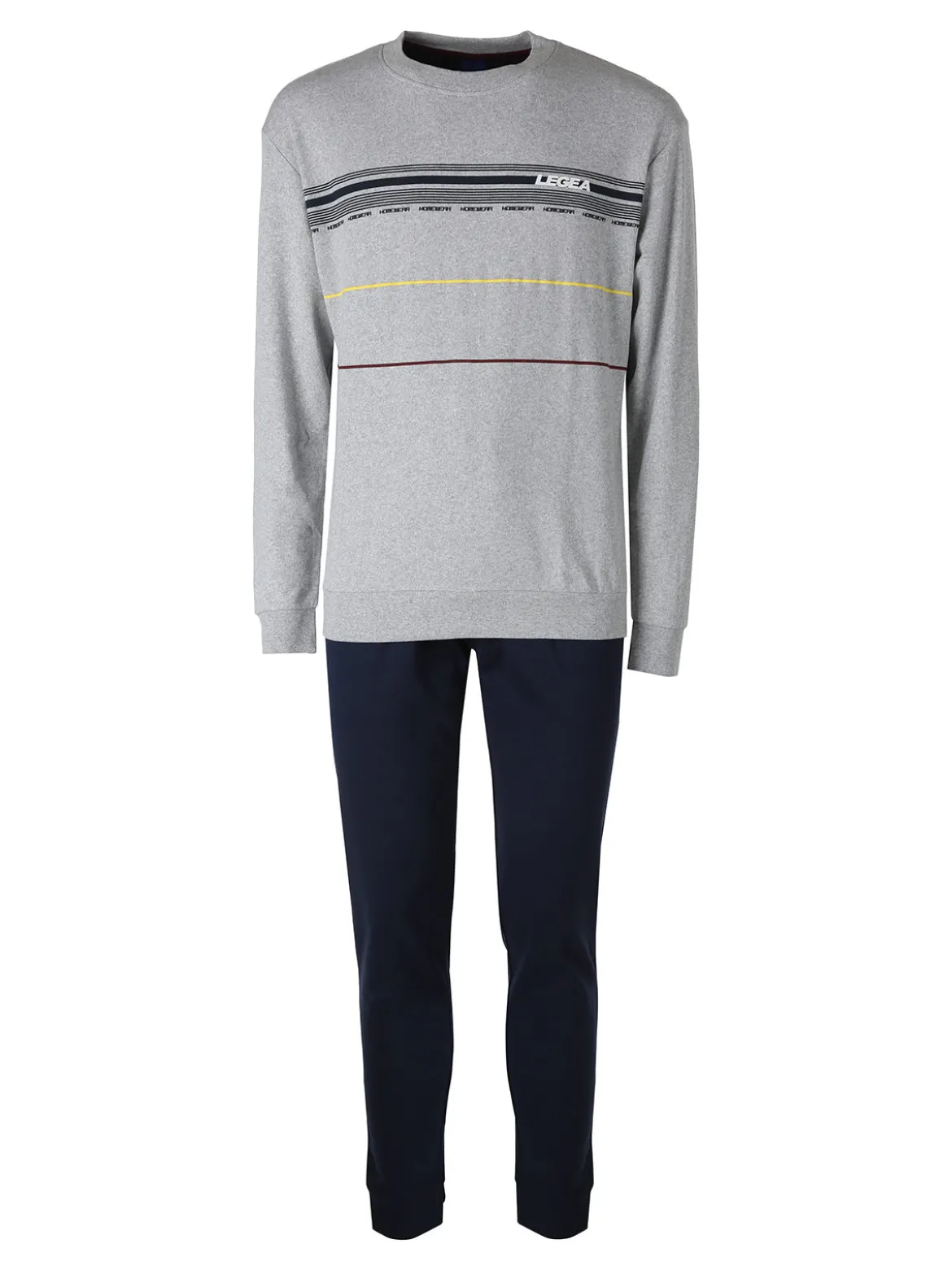 Legea Pigiama lungo da uomo in misto cotone interlock - grigio