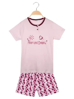 Liabel Pigiama corto in cotone T-shirt + shorts cuori