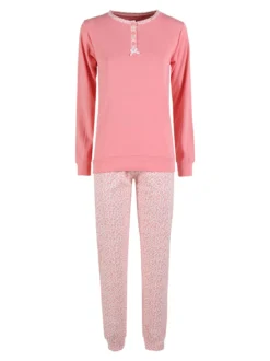 Linea Ambro Pigiama lungo donna in cotone interlock - rosa