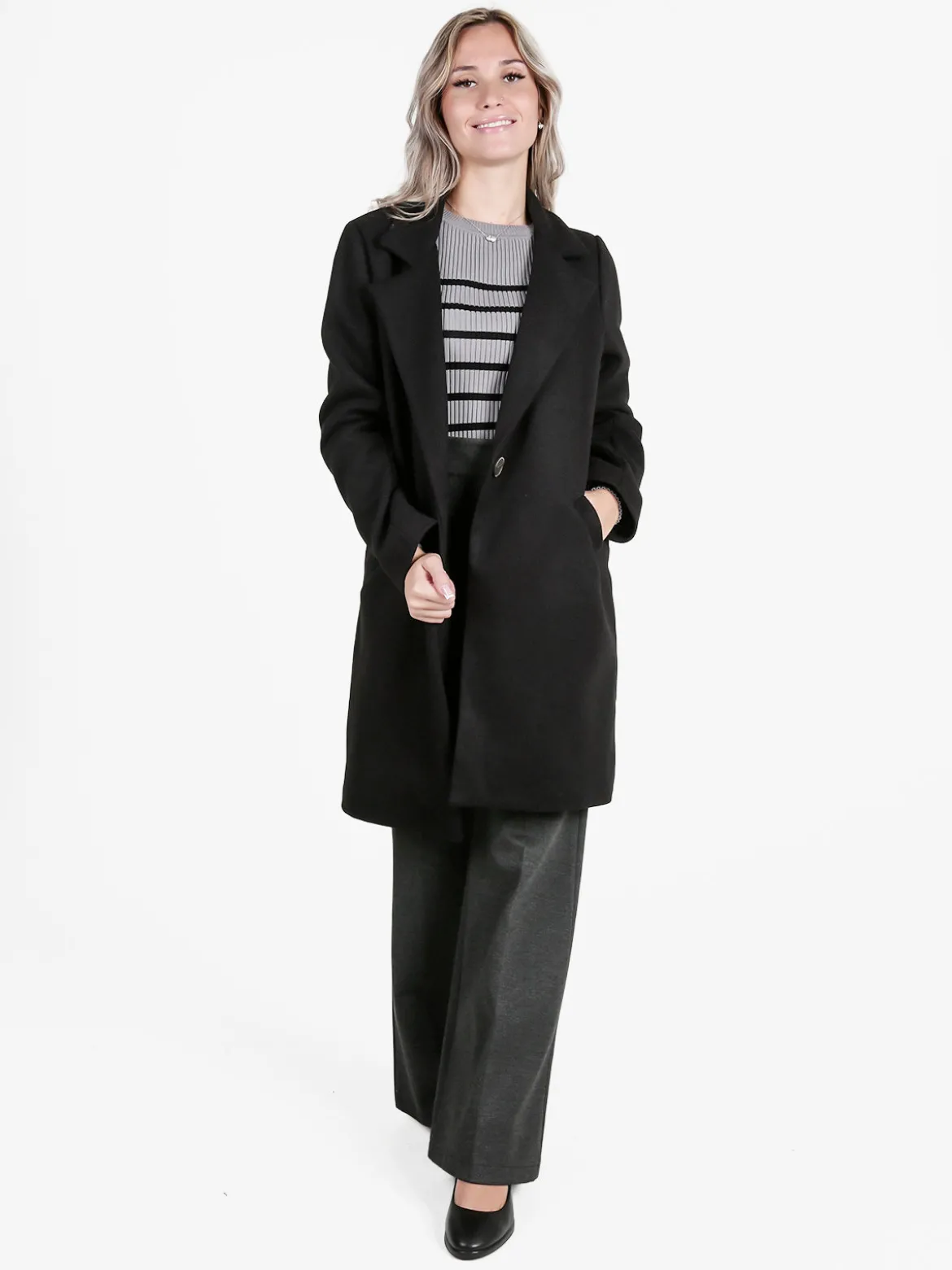 Lisa Style Cappotto donna oversize monobottone