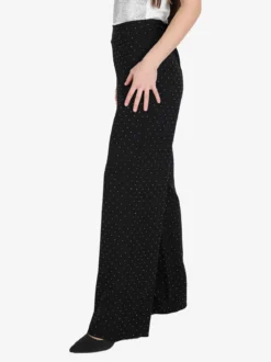 Lisa Style Pantaloni donna a gamba larga con strass