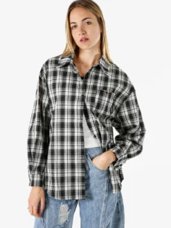 Lissimo Set 2 pezzi camicia oversize a quadri da donna con top coordinato - nero