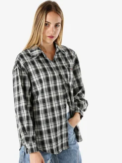 Lissimo Set 2 pezzi camicia oversize a quadri da donna con top coordinato - nero