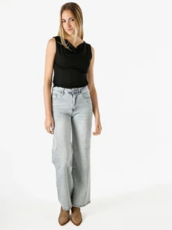 Lissimo Top donna in viscosa con scollo a cascata - nero