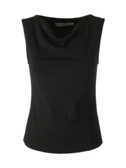 Lissimo Top donna in viscosa con scollo a cascata - nero