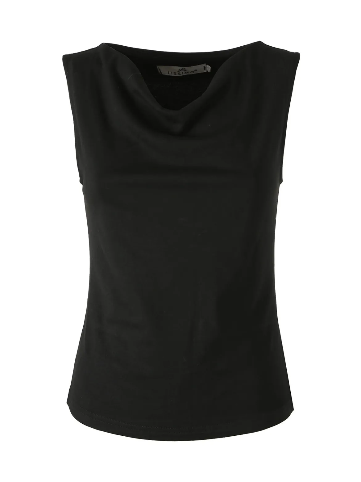 Lissimo Top donna in viscosa con scollo a cascata - nero
