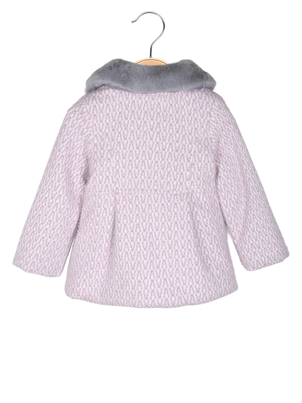 Lollitop Cappotto da neonata con bottoni di perle e scollo in ecopelliccia - lilla