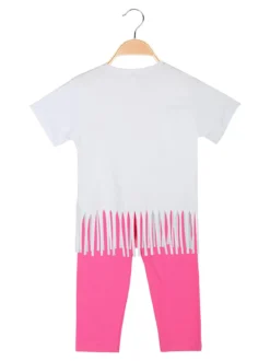 Lollitop Completo corto da bambina con t-shirt a frange e leggings corti