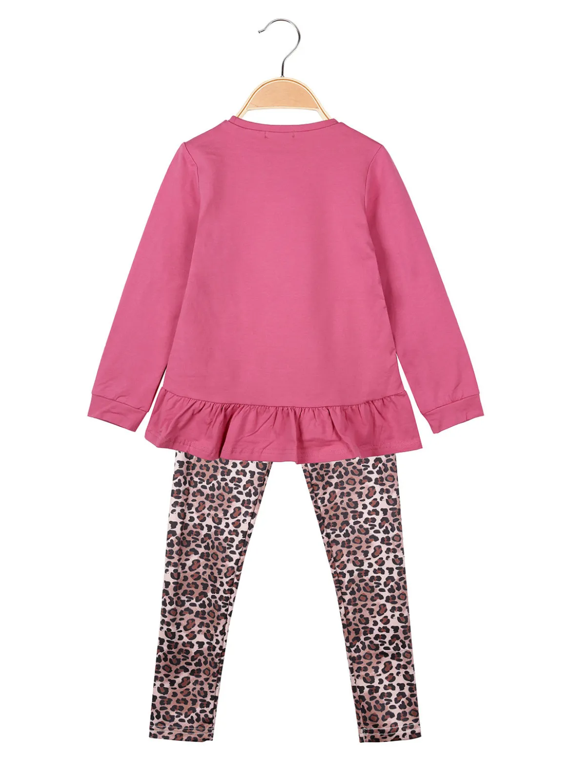 Lollitop Completo 2 pezzi da bambina con maglietta e leggings maculati - fuxia