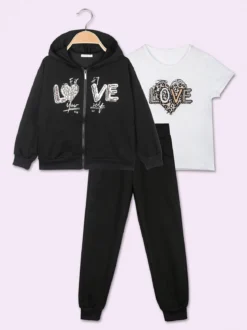 Lollitop Completo 3 pezzi da ragazza con cappuccio e zip
