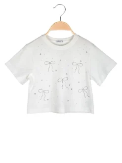 Lollitop T-shirt cropped da ragazza con strass