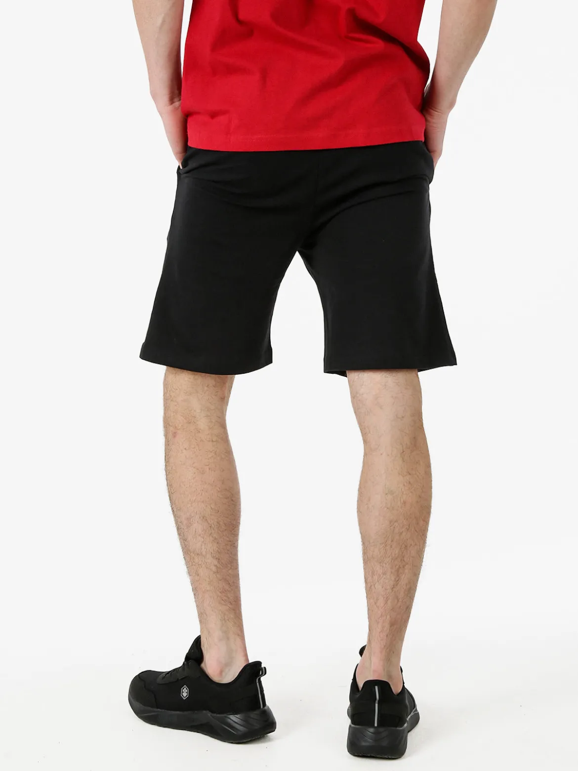 Lonsdale Bermuda sportivi da uomo con logo e coulisse - nero