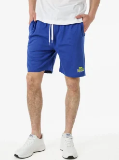 Lonsdale Bermuda sportivi da uomo in misto cotone con coulisse e logo - blu