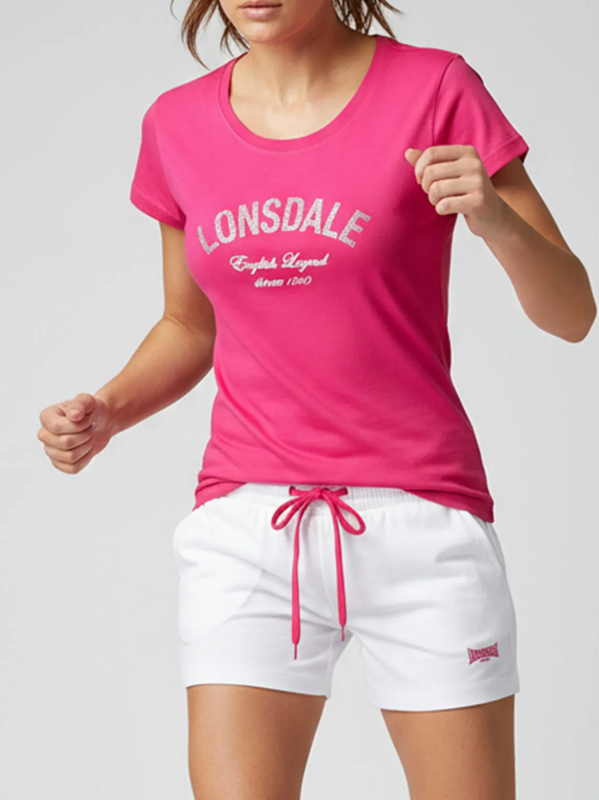 Lonsdale Completo corto da donna in cotone - fucsia