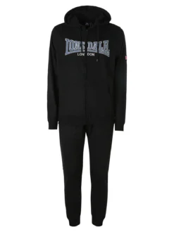 Lonsdale Completo tuta da uomo con cappuccio e zip con stampa logo - nero