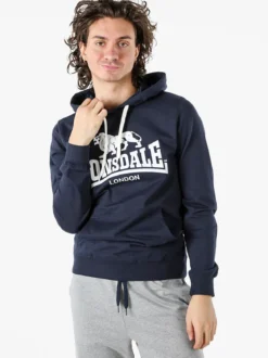 Lonsdale Felpa da uomo con cappuccio e logo - blu scuro