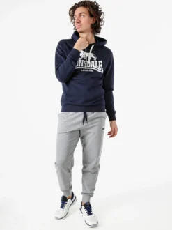 Lonsdale Felpa da uomo con cappuccio e logo - blu scuro