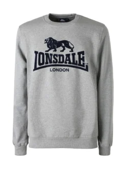 Lonsdale Felpa girocollo da uomo con logo - grigio