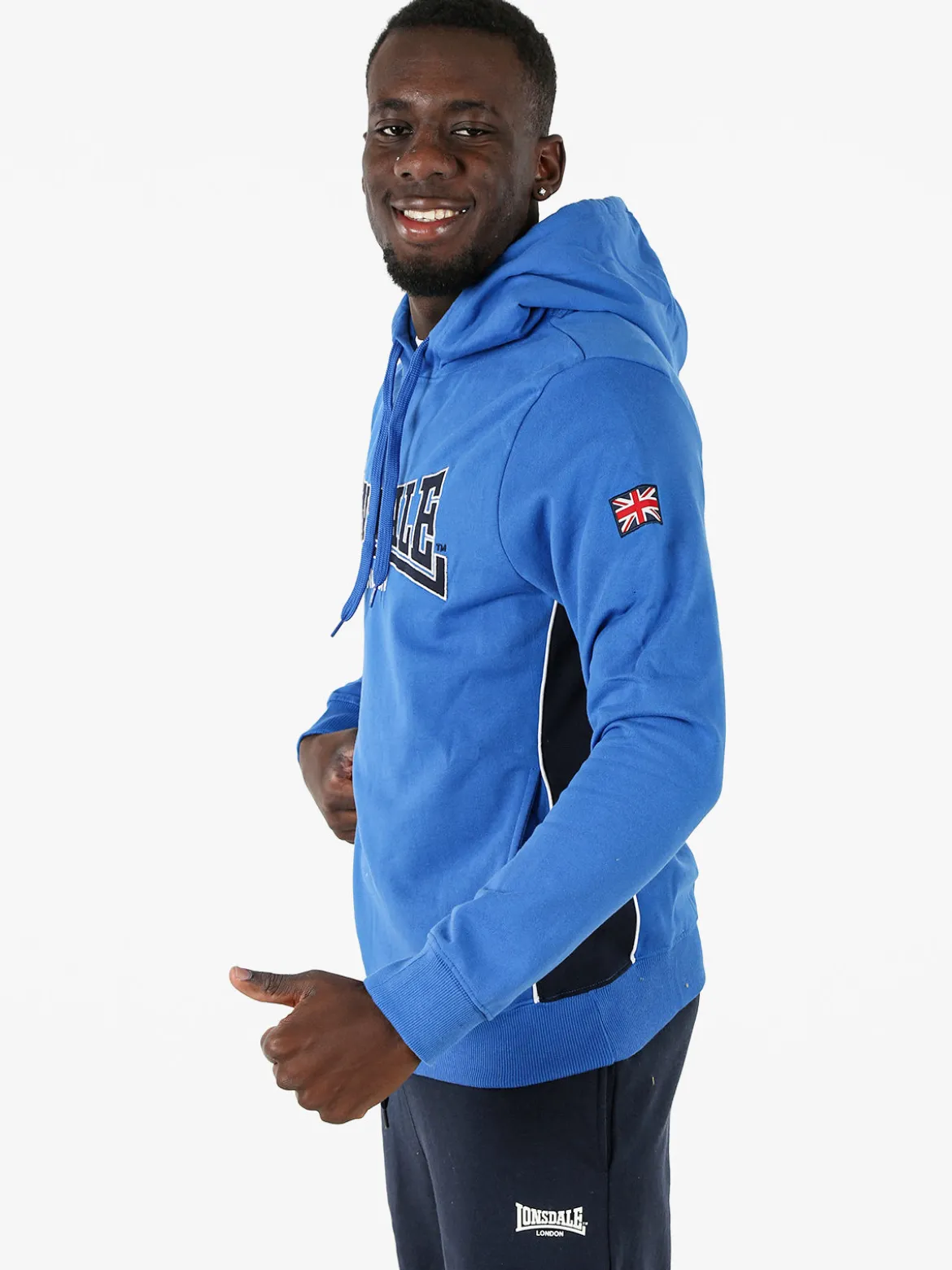 Lonsdale Felpa sportiva da uomo con cappuccio e logo - blu