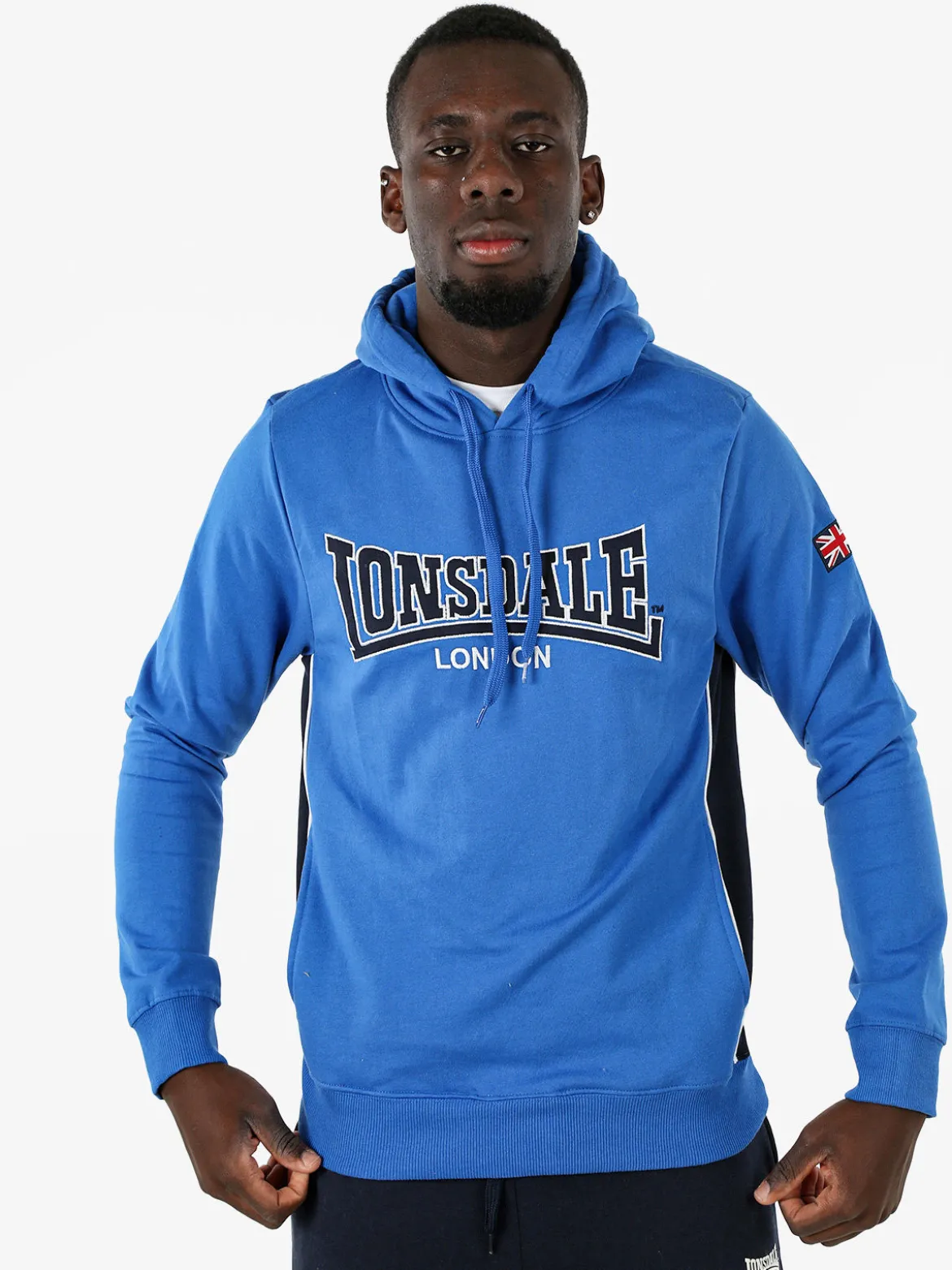 Lonsdale Felpa sportiva da uomo con cappuccio e logo - blu