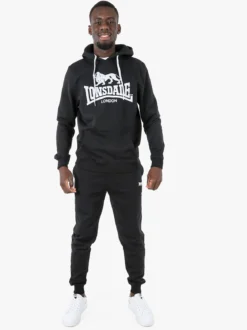 Lonsdale Felpa sportiva da uomo con cappuccio e logo - nero