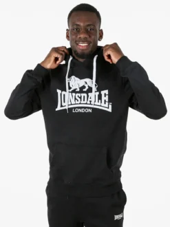 Lonsdale Felpa sportiva da uomo con cappuccio e logo - nero