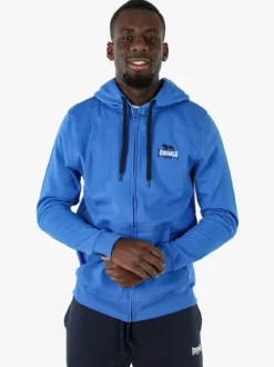 Lonsdale Felpa sportiva da uomo con cappuccio e zip - blu