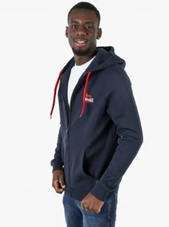 Lonsdale Felpa sportiva da uomo con cappuccio e zip - blu scuro