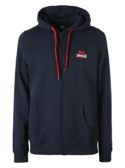 Lonsdale Felpa sportiva da uomo con cappuccio e zip - blu scuro