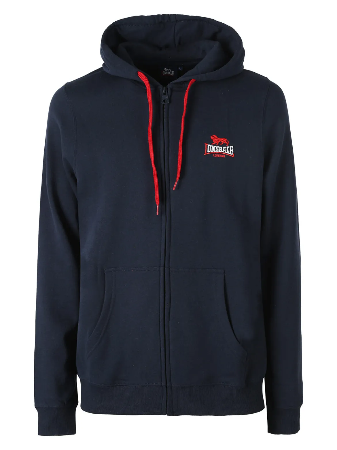 Lonsdale Felpa sportiva da uomo con cappuccio e zip - blu scuro