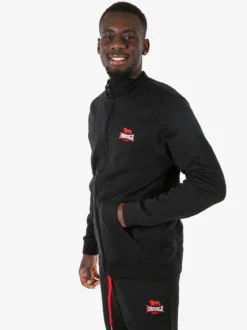 Lonsdale Felpa sportiva da uomo con zip intera - nero