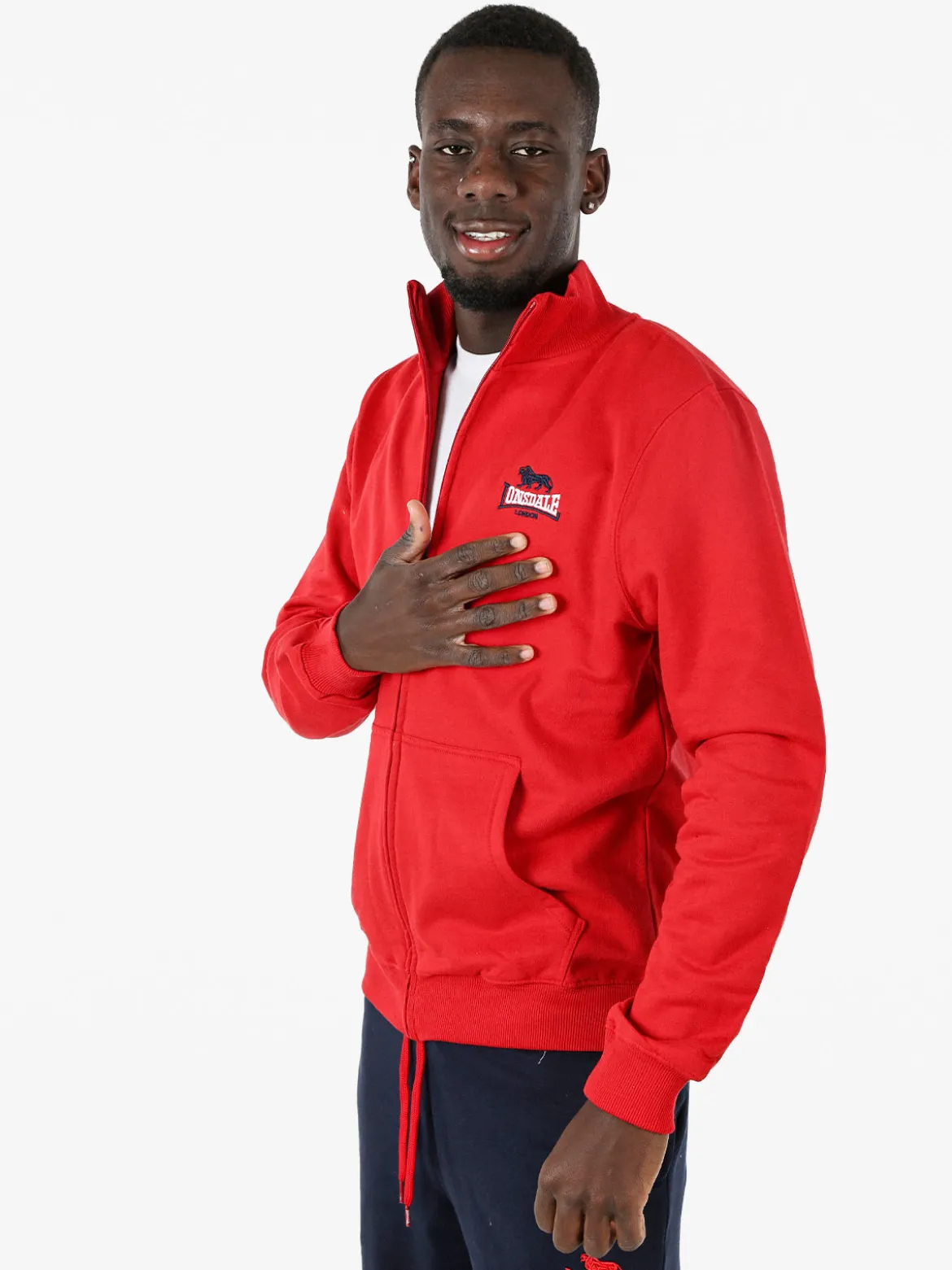 Lonsdale Felpa sportiva da uomo con zip intera - rosso