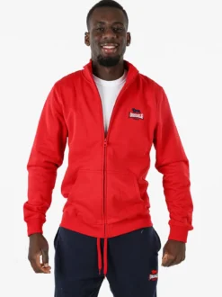 Lonsdale Felpa sportiva da uomo con zip intera - rosso